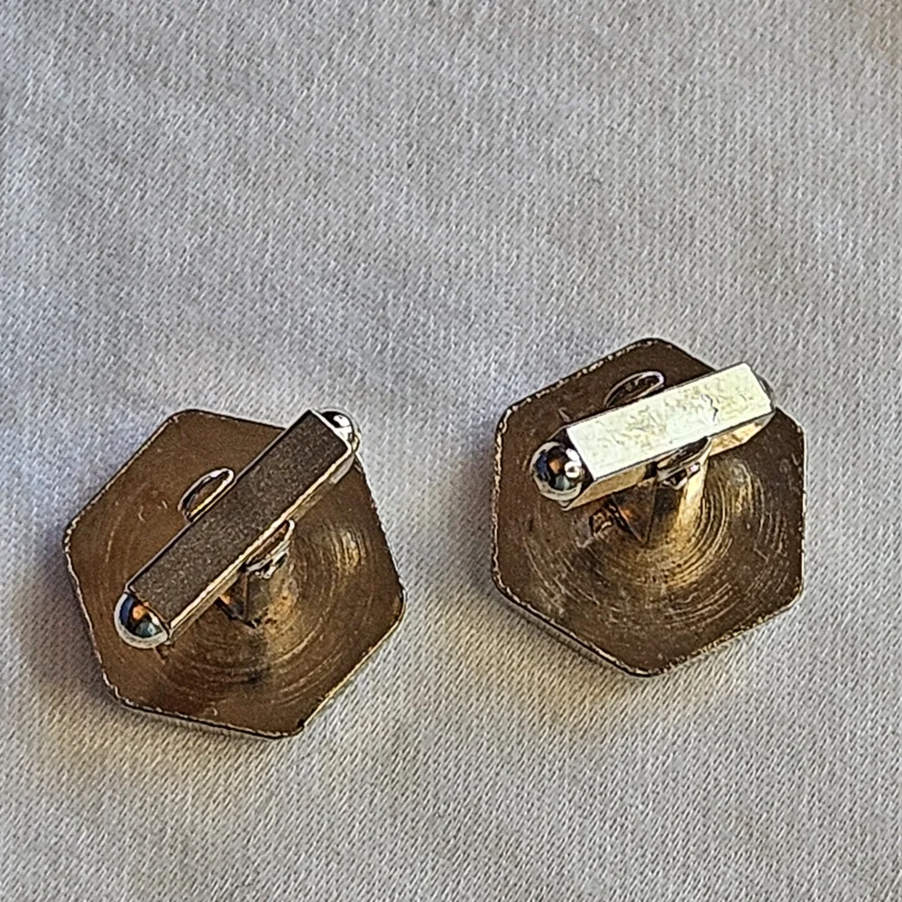 Hexagonal Pink and Black Cuff Links